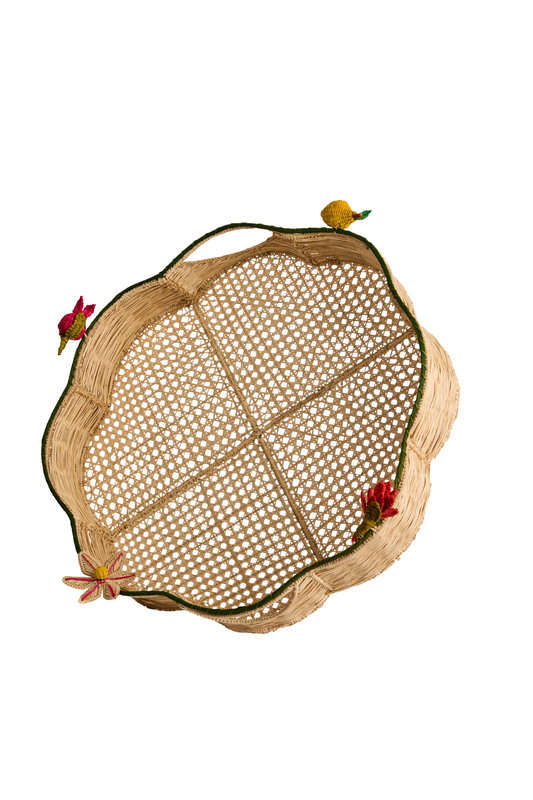 Basket -Floral Iraca Table Basket-